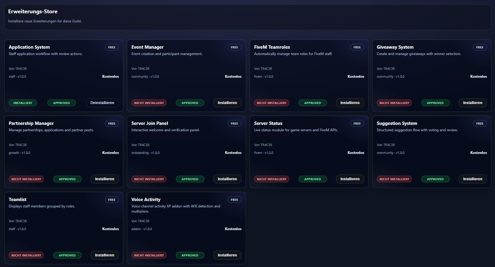 Extensions module preview